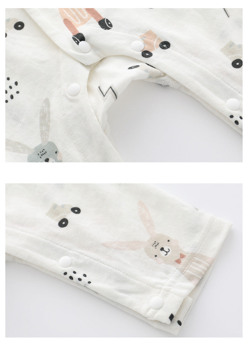 Light And Soft Bamboo Fiber Baby Jumpsuit Floral Animal Cute Print Spring Autumn Newborn Clothes Unisex Long Sleeve Baby Rompers For Boys Girls